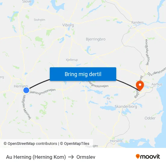 Au Herning (Herning Kom) to Ormslev map