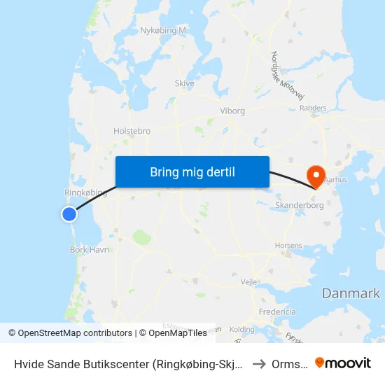 Hvide Sande Butikscenter (Ringkøbing-Skjern Kom) to Ormslev map