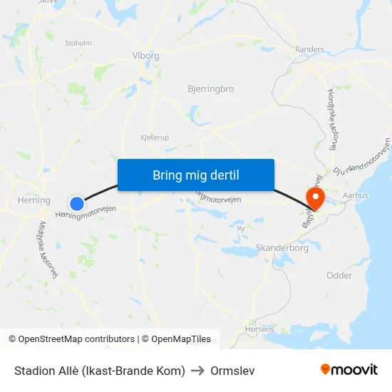 Stadion Allè (Ikast-Brande Kom) to Ormslev map