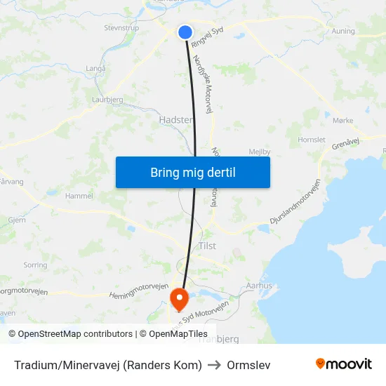 Tradium/Minervavej (Randers Kom) to Ormslev map