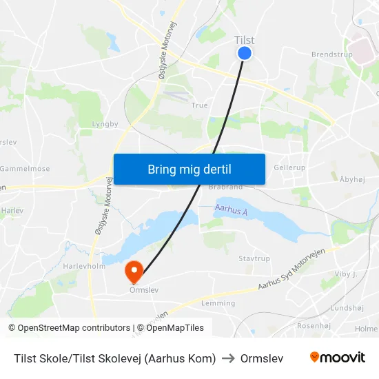 Tilst Skole/Tilst Skolevej (Aarhus Kom) to Ormslev map
