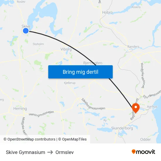 Skive Gymnasium to Ormslev map