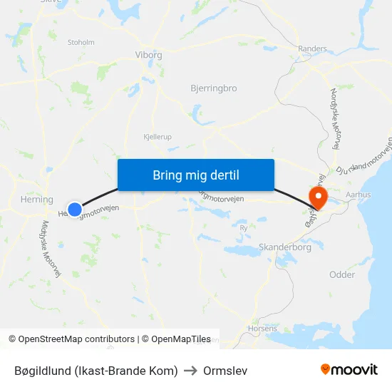 Bøgildlund (Ikast-Brande Kom) to Ormslev map