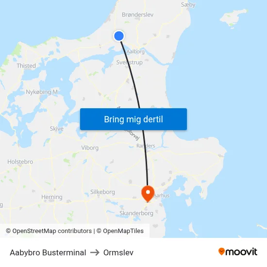 Aabybro Busterminal to Ormslev map