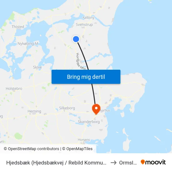 Hjedsbæk (Hjedsbækvej / Rebild Kommune) to Ormslev map