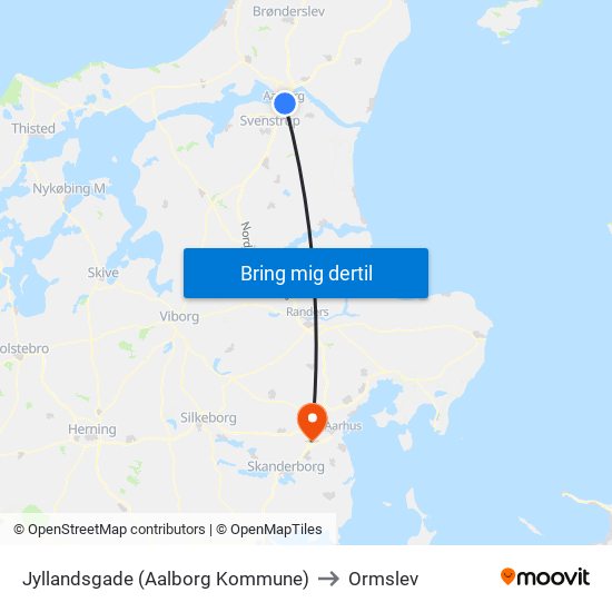 Jyllandsgade (Aalborg Kommune) to Ormslev map
