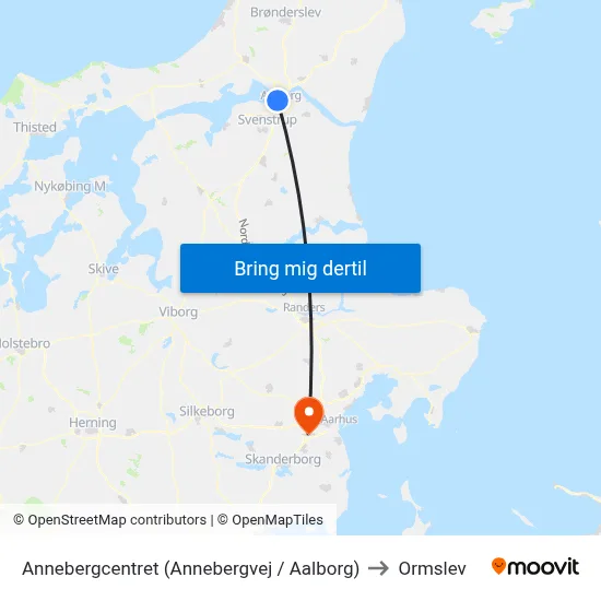 Annebergcentret (Annebergvej / Aalborg) to Ormslev map