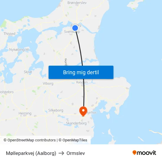 Mølleparkvej (Aalborg) to Ormslev map
