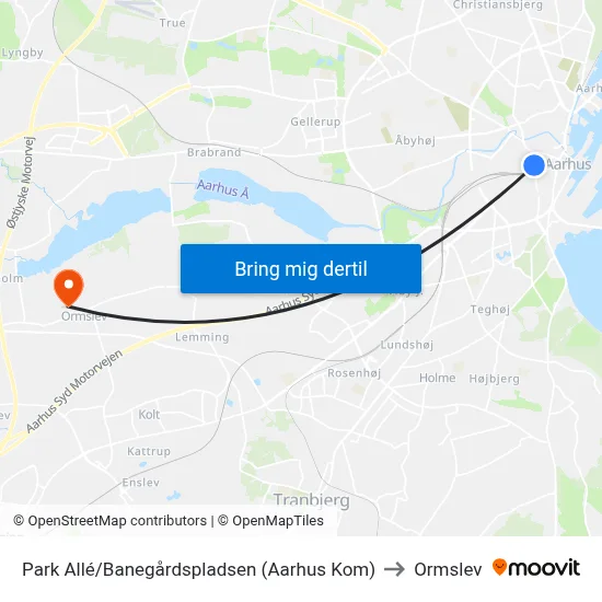 Park Allé/Banegårdspladsen (Aarhus Kom) to Ormslev map