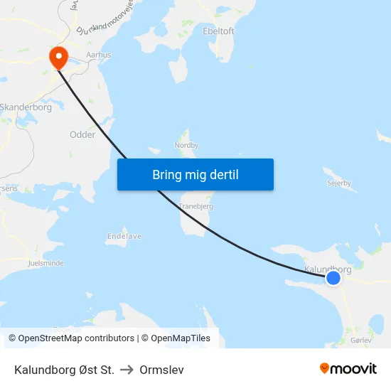 Kalundborg Øst St. to Ormslev map