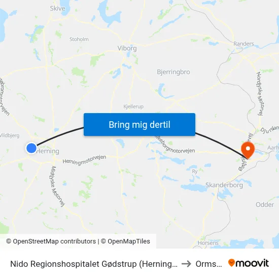 Nido Regionshospitalet Gødstrup (Herning Kom) to Ormslev map