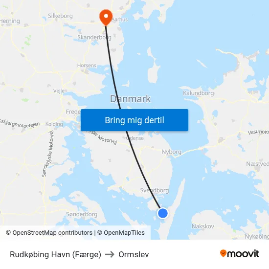 Rudkøbing Havn (Færge) to Ormslev map