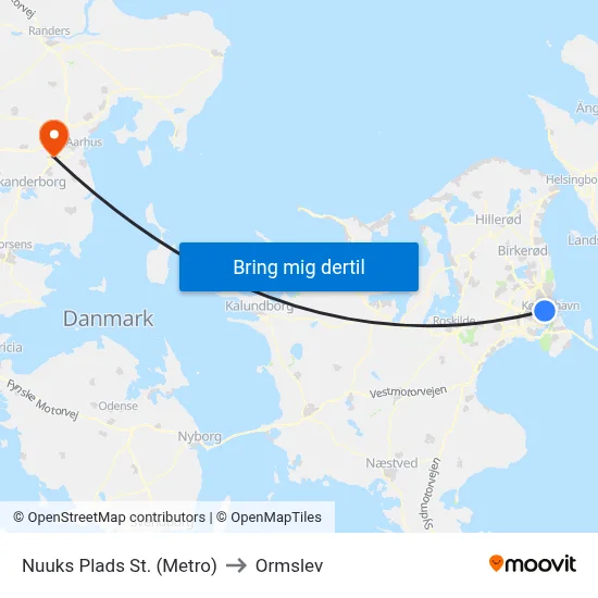 Nuuks Plads St. (Metro) to Ormslev map