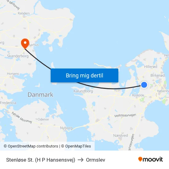 Stenløse St. (H P Hansensvej) to Ormslev map