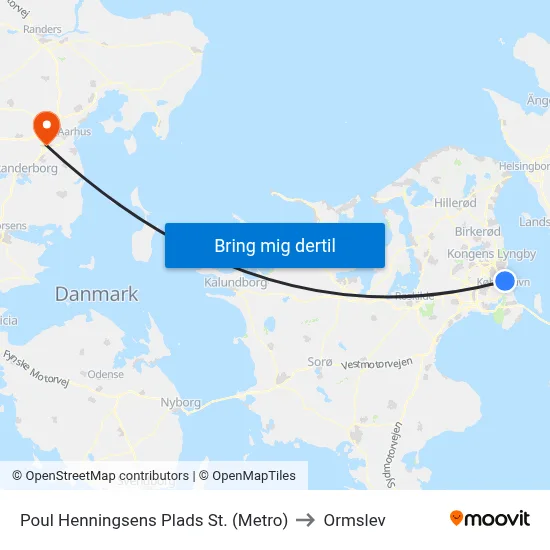 Poul Henningsens Plads St. (Metro) to Ormslev map