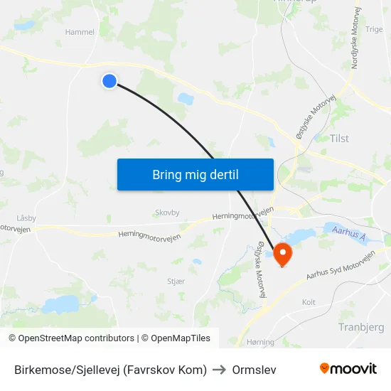 Birkemose/Sjellevej (Favrskov Kom) to Ormslev map
