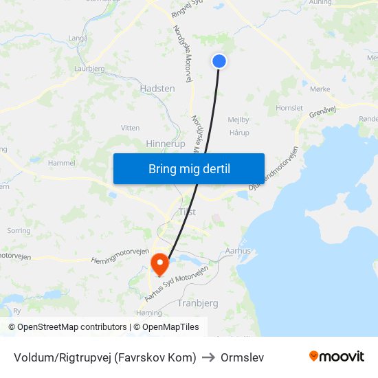 Voldum/Rigtrupvej (Favrskov Kom) to Ormslev map