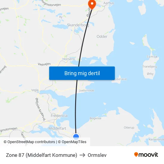 Zone 87 (Middelfart Kommune) to Ormslev map