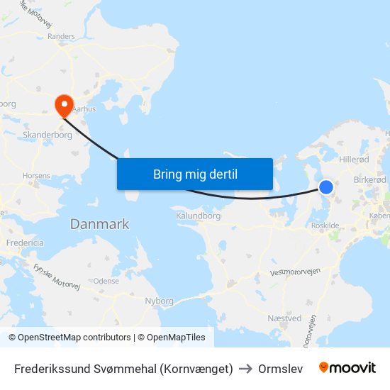 Frederikssund Svømmehal (Kornvænget) to Ormslev map