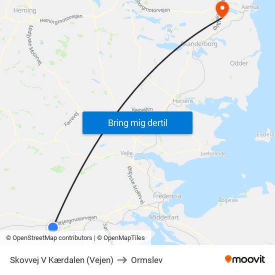 Skovvej V Kærdalen (Vejen) to Ormslev map