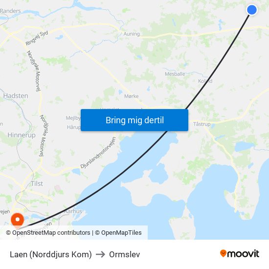 Laen (Norddjurs Kom) to Ormslev map