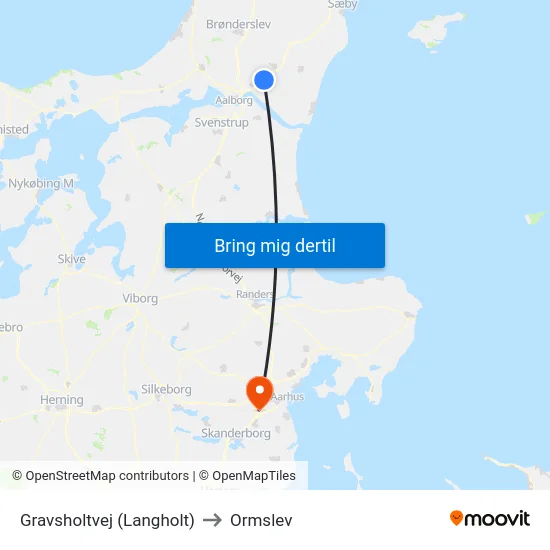 Gravsholtvej (Langholt) to Ormslev map