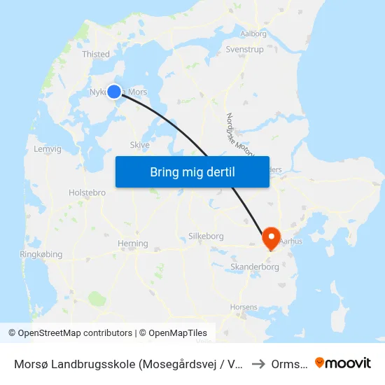 Morsø Landbrugsskole (Mosegårdsvej / Vodstrup) to Ormslev map