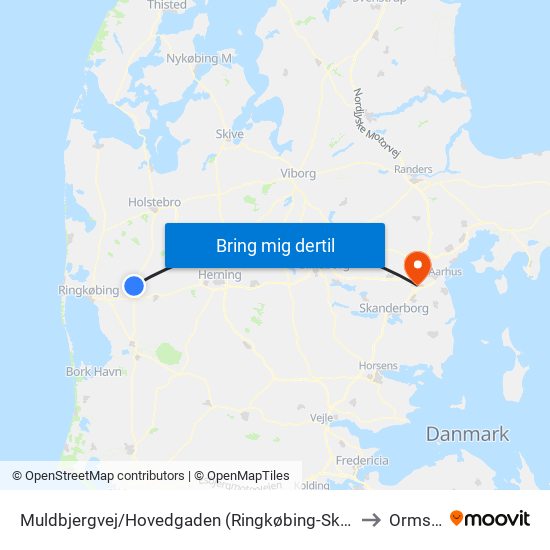 Muldbjergvej/Hovedgaden (Ringkøbing-Skjern Kom) to Ormslev map