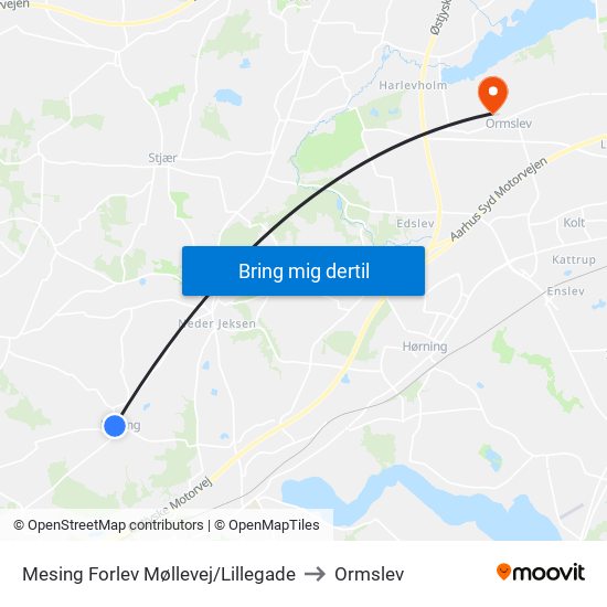 Mesing Forlev Møllevej/Lillegade to Ormslev map