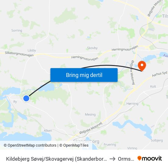 Kildebjerg Søvej/Skovagervej (Skanderborg Kom) to Ormslev map