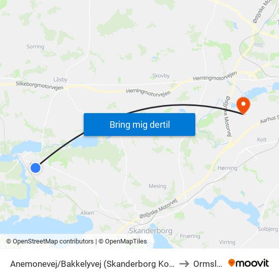 Anemonevej/Bakkelyvej (Skanderborg Kom) to Ormslev map