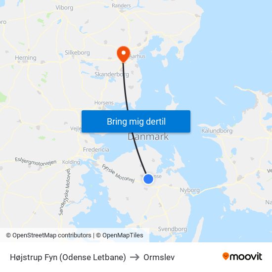 Højstrup Fyn (Odense Letbane) to Ormslev map