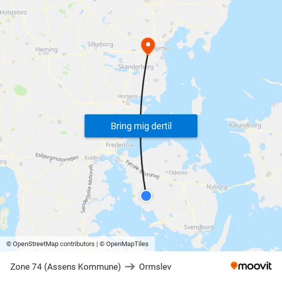 Zone 74 (Assens Kommune) to Ormslev map