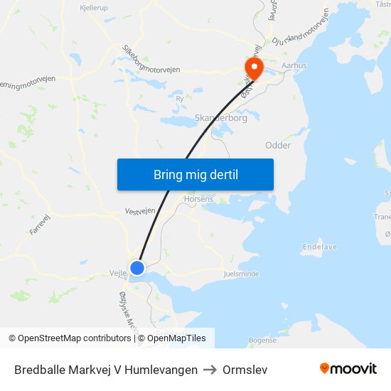 Bredballe Markvej V Humlevangen to Ormslev map