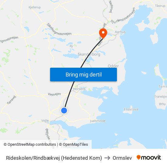 Rideskolen/Rindbækvej (Hedensted Kom) to Ormslev map