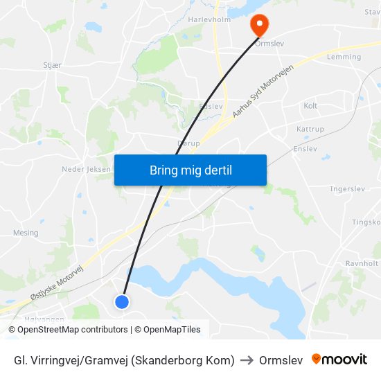 Gl. Virringvej/Gramvej (Skanderborg Kom) to Ormslev map