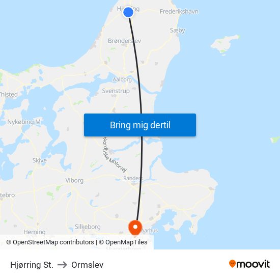 Hjørring St. to Ormslev map