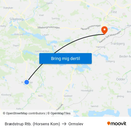 Brædstrup Rtb. (Horsens Kom) to Ormslev map