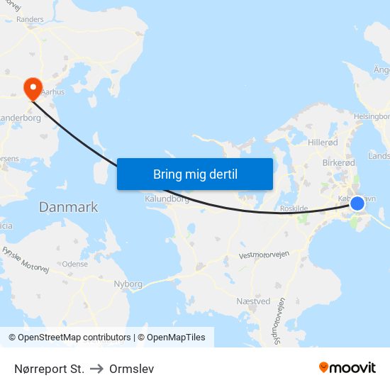 Nørreport St. to Ormslev map