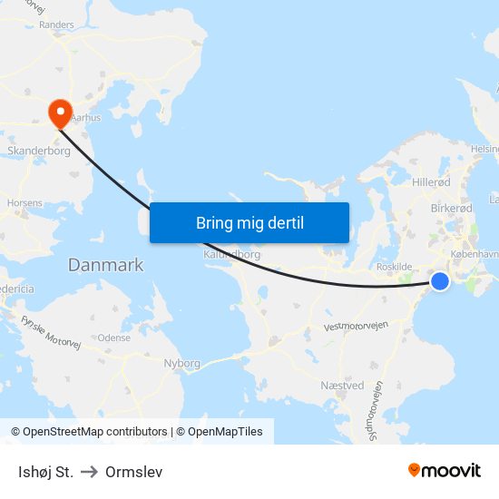 Ishøj St. to Ormslev map