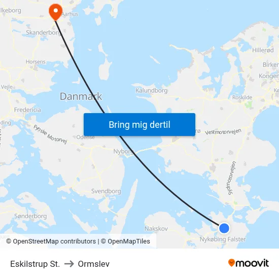 Eskilstrup St. to Ormslev map