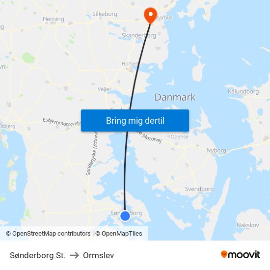 Sønderborg St. to Ormslev map