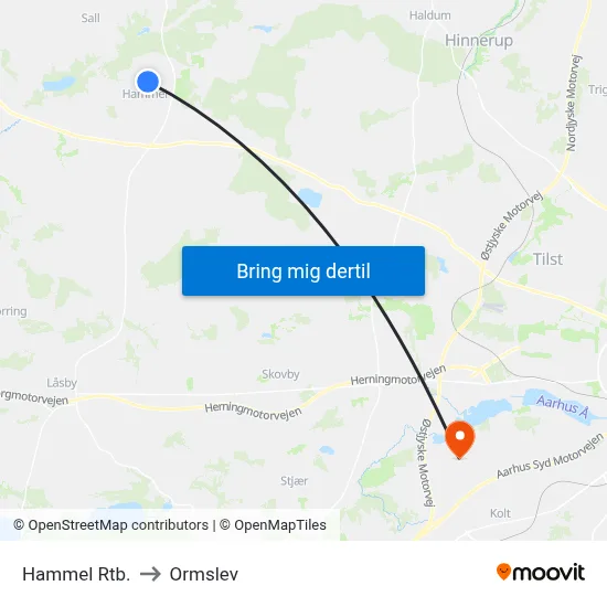 Hammel Rtb. to Ormslev map