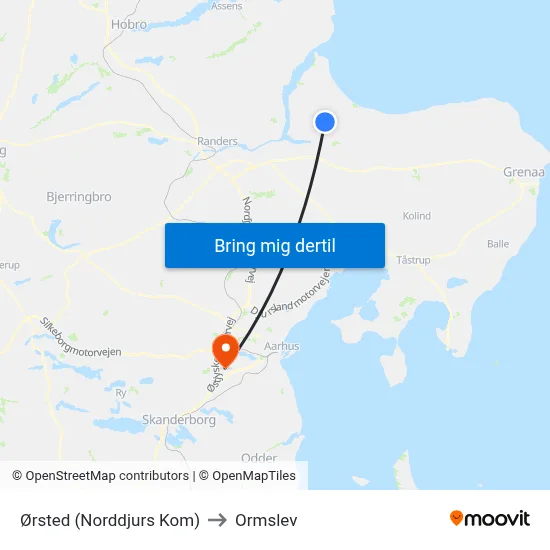 Ørsted (Norddjurs Kom) to Ormslev map