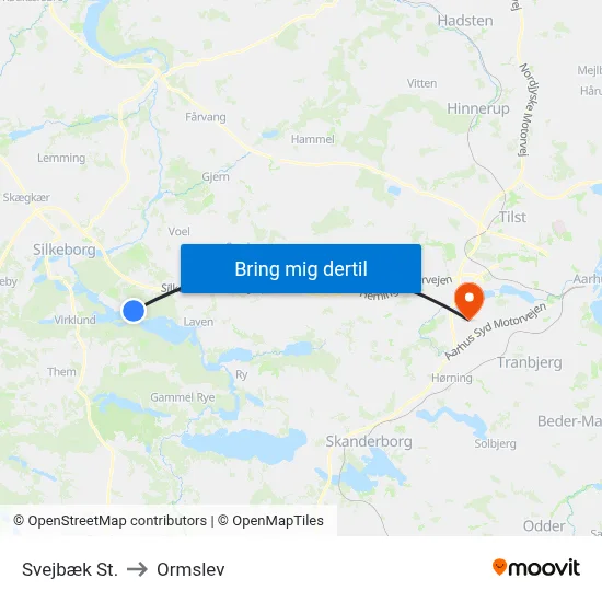 Svejbæk St. to Ormslev map