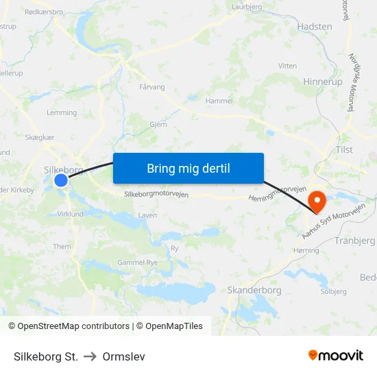 Silkeborg St. to Ormslev map