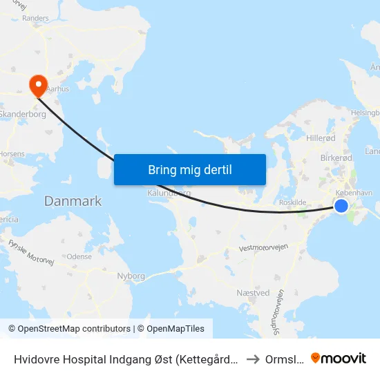 Hvidovre Hospital Indgang Øst (Kettegård Allé) to Ormslev map