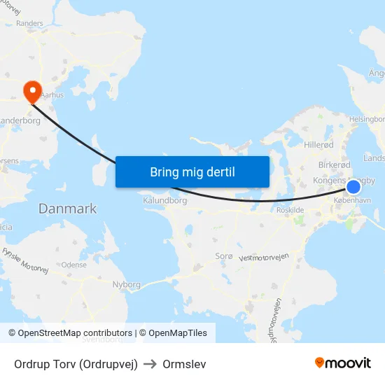 Ordrup Torv (Ordrupvej) to Ormslev map