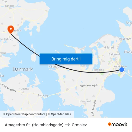 Amagerbro St. (Holmbladsgade) to Ormslev map