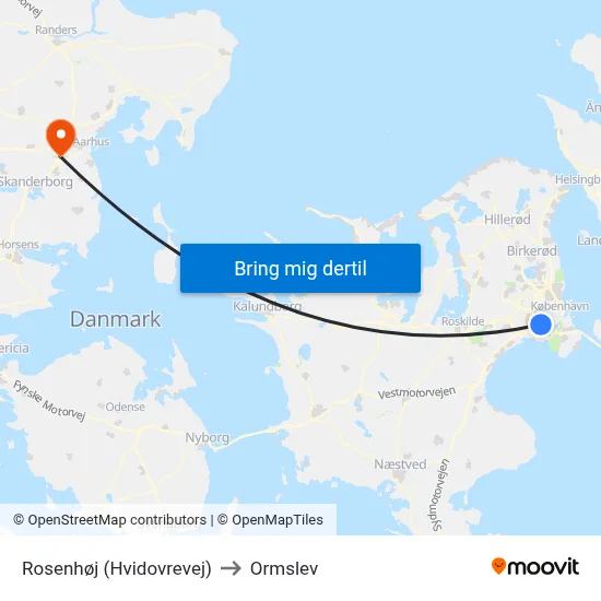 Rosenhøj (Hvidovrevej) to Ormslev map